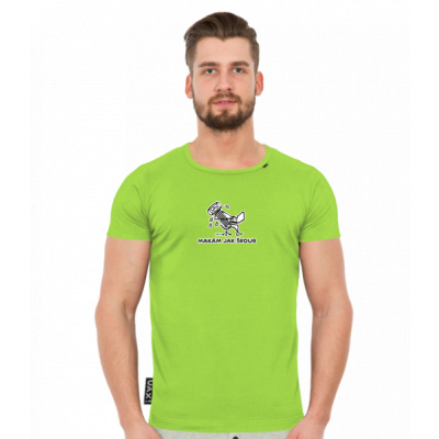 TRIČKO SLIM FIT UAX! barva PARROT GREEN potisk 1061 MAKÁM JAK ŠROUB velikost XL