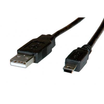 Roline 11.02.8719 USB, USB 2.0 USB-A zástrčka, USB Mini-B zástrčka, 1,8m, černý