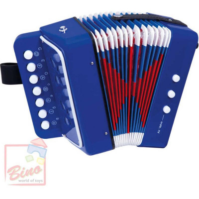 Bino Harmonika dětská modrá tahací akordeon (hudební nástroje)