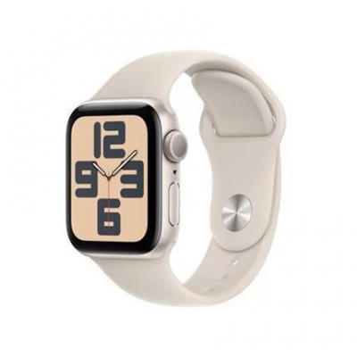 Apple Watch SE (2023) GPS 40mm sportovní silikonový řemínek hvězdně bílý M/L MR9V3QC/A