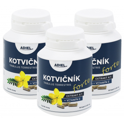 Adiel Kotvičník zemní Forte s vitamínem E 90 cps. 3 balení: 3x90 kapslí