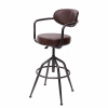 Mendler Barová stolička HWC-H10f, barová stolička otočná stolička, výškově nastavitelná Průmyslový Velur vintage hnědý