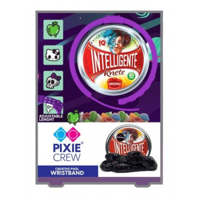 PIXIE CREW Fialový silikonový náramek s Hello Kitty pixely + Inteligentní plastelína jako dárek