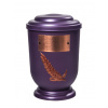 Pohřební Plastová urna na popel, oválné oblé víčko, fialová, štítek č. 53, 100 x 50, snítka