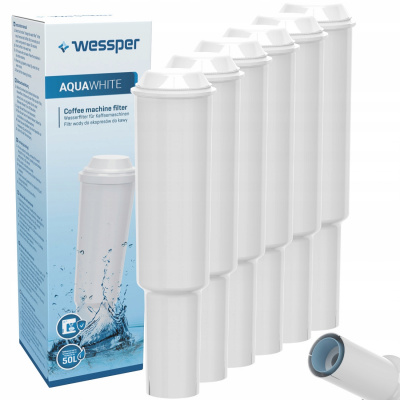 Wessper 6x Wessper AquaBílá Náhradní vodní filtr pro kávovary Jura (náhradní filtr Jura Bílá)