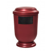 Pohřební Plastová urna na popel, oválné prohlé víčko, červená, štítek č. 51, 100 x 50, bez výzdoby