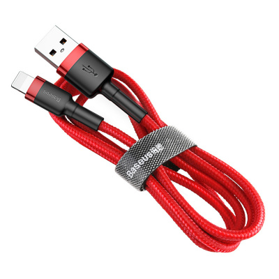 Baseus Cafule extra odolný nylonem opletený kabel USB / Lightning QC3.0 2,4A 0,5m red