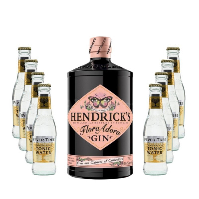 Párty set Hendrick's Gin Flora Adora 0,7l 43,4% + 8x Fever Tree Tonic Water 0,2l (holá láhev)