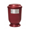 Pohřební Plastová urna na popel, oválné prohlé víčko, červená, štítek č. 52, 100 x 50, bez výzdoby