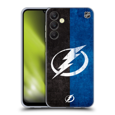 Silikonové lesklé pouzdro na mobil Samsung Galaxy A25 5G - NHL - Půlené logo Tampa Bay Lightning (Silikonový kryt, obal, pouzdro na mobilní telefon Samsung Galaxy A25 5G s licencovaným motivem NHL - P