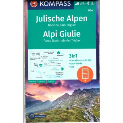 Kompass 064 Julische Alpen/Julské Alpy, Triglav 1:25 000 turistická mapa