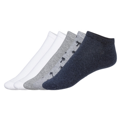 LIVERGY Pánské nízké ponožky s BIO bavlnou, 5 párů (39/42, bílá / šedá / navy modrá)