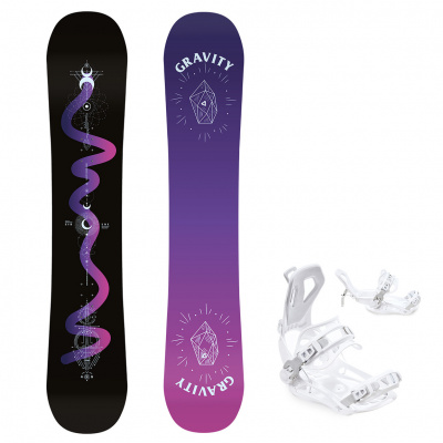 Gravity snowboards Snowboard komplet Gravity Sirene black 23/24 + vázání Fastec FT360 white Velikost: 154 cm, Velikost vázání: S