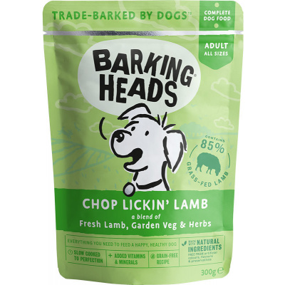 BARKING HEADS Chop Lickin’ Lamb kapsička 300g (Vlhké krmivo pro dospělé psy. S jehněčím masem, bez obilovin (Grain Free).)