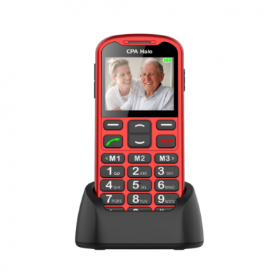 Telefon CPA Halo 19 Senior červený s nabíjecím stojánkem