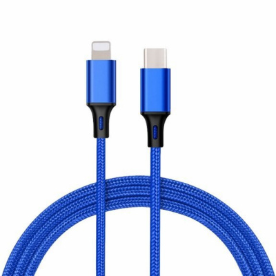 AppleKing opletený datový a nabíjecí kabel PD 18W USB-C / Lightning pro iPhone / iPad / iPod / AirPods - 1 m - modrý - možnost vrátit zboží ZDARMA do 30ti dní