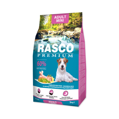 Rasco Premium Adult Mini Kuře s rýží granule 3 kg