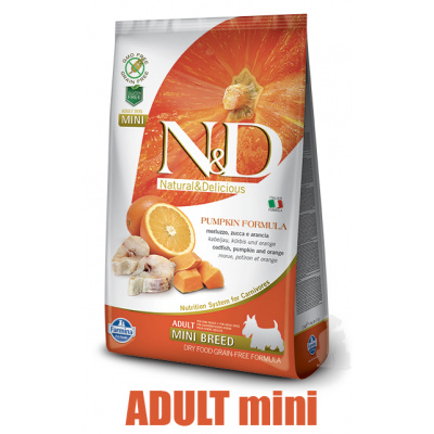 N&D Grain Free Pumpkin DOG Ocean Adult Mini Codfish & Orange 2,5kg