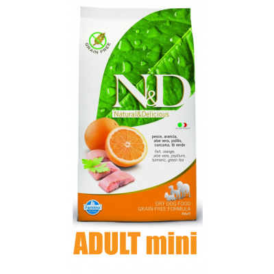 N&D Grain Free DOG Adult Mini Fish & Orange 800g (Ryba s pomerančem)