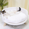 WISFOR Pohovka pro psy s měkkým potahem, pohovka pro kočky Dřevěné nohy Opěradlo, postel pro psy 61,5 × 32,8 cm