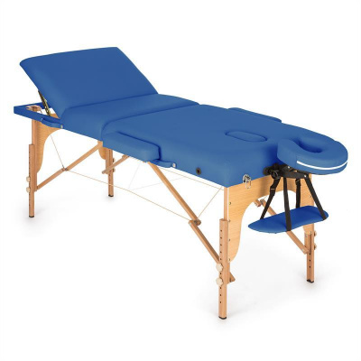 KLARFIT MT 500, modrý, masážní stůl, 210 cm, 200 kg, sklápěcí, jemný povrch, taška (MSS-MT500 blue)