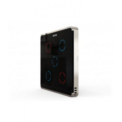 HELTUN Touch Panel Switch Quinto (HE-TPS05-CZ), Z-Wave wall switch 5 buttons, Černé sklo Stříbrný rám