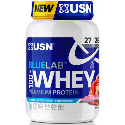 Proteinové prášky USN BlueLab 100% Whey Premium Protein malina 908g blw06