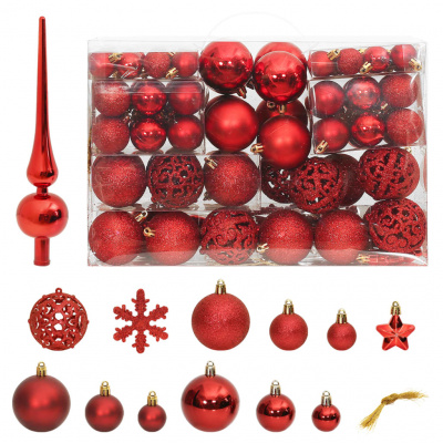 Petrashop 111dílná sada vánočních ozdob červená polystyren Červená356110