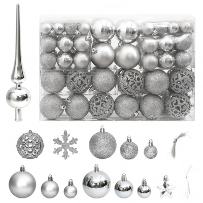 Petrashop 111dílná sada vánočních ozdob stříbrná polystyren Stříbrná 356111