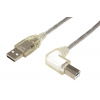InLine USB 2.0 kabel USB A(M)-USB B(M) lomený vpravo, 0,5m, transparentní