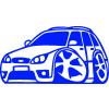 SAMOLEPKA Ford Mondeo combi karikatura levá (19 - modrá dynamic) NA AUTO, NÁLEPKA, FÓLIE, POLEP, TUNING, VÝROBA, TISK, ALZA