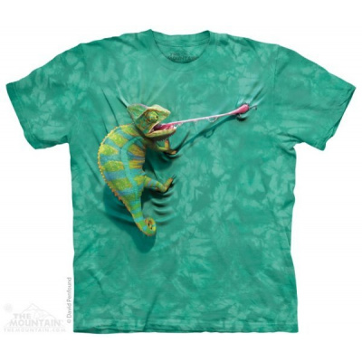 Tričko 3D potisk - krátký rukáv - Climbing Chamelion, chameleón - The Mountain (Exkluzivní T-shirt s 3D potiskem, výrobce The Mountain Adult, country USA. Nejkvalitnější materiál a tisk, 100% bavlněné