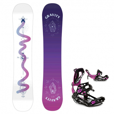 Gravity snowboards Snowboard komplet Gravity Sirene white 23/24 + vázání Fastec FT360 black/fuchsia Velikost: 154 cm, Velikost vázání: S
