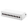 DIGITUS Desktop CAT 6A, patch panel, stíněné třídy EA, 12 portů RJ45, 8P8C, LSA, šedá RAL 7035 - DN-91612SD-EA-G