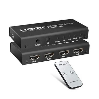 PremiumCord HDMI switch 2:2 , 4K@60Hz, 1080p s dálkovým ovladačem (KHSWIT22)