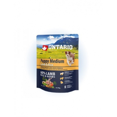 Ontario Puppy Medium Lamb & Rice - 0,75 kg