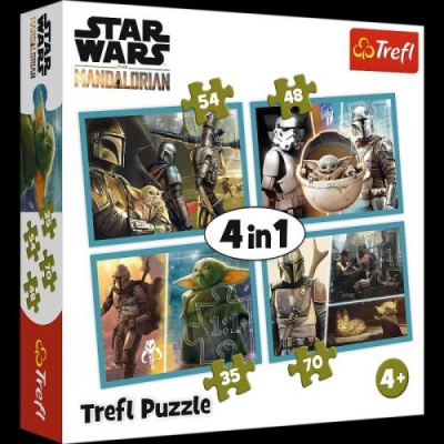 Trefl Puzzle Star Wars - Mandalorian a jeho svět 4v1 (35,48,54,70 dílků) - Trefl