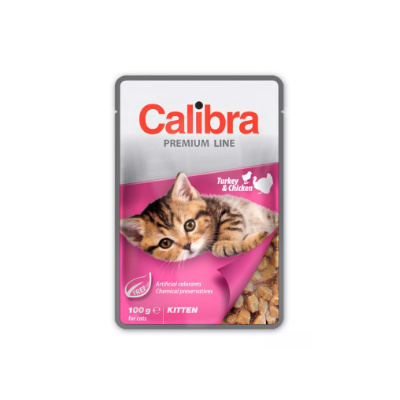 Calibra Premium Cat kapsička Kitten krůtí a kuřecí v omáčce 24x100g