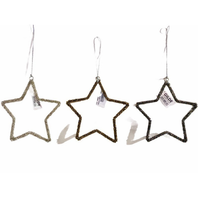 Vánoční dekorace hvězda závěsná, 13x13 cm - Stříbrná