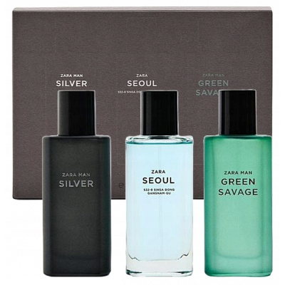 ZARA MAN GREEN SAVAGE & SEOUL & SILVER 3X40ML PARFÉM PÁNSKÝ