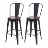Mendler sada 2 barových stoliček HWC-H10c, barová stolička kuchyňská stolička, kovová Imitace kůže Chesterfield Industrial Gastronomy černo-hnědá