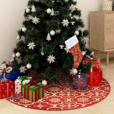 zahrada-XL Luxusní podložka pod vánoční stromek s punčochou červená 122 cm