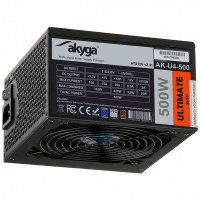 Akyga PC zdroj 500W Ultimate Series modulární 80+ Bronze 120mm ventilátor AK-U4-500