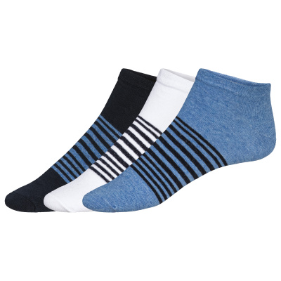 LIVERGY Pánské nízké ponožky s BIO bavlnou, 3 páry (39/42, modrá/bílá)