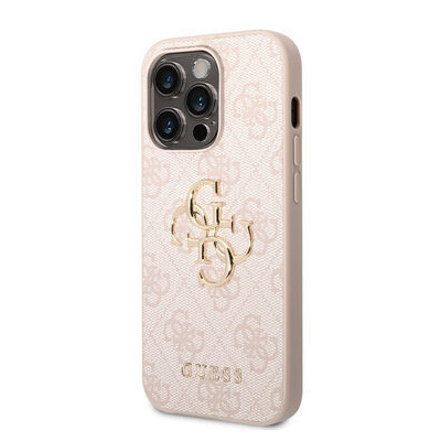 Pouzdro Guess PU 4G Metal Logo iPhone 14 Pro Max růžové