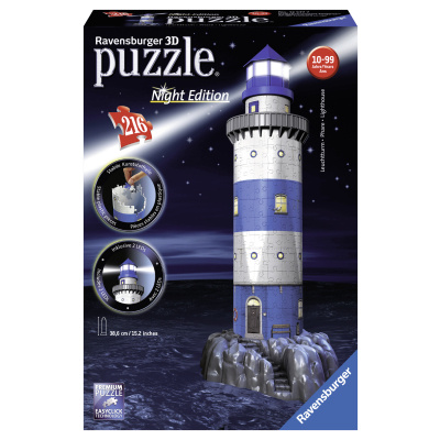 Ravensburger 3D puzzle svítící Maják v příboji Noční edice 216 ks