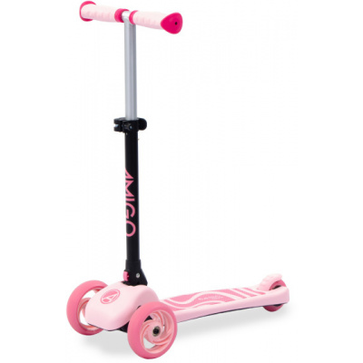 AMIGO Spiel + Freizeit GmbH Twister skládací dětská koloběžka se 3 koly a nášlapnou brzdou růžová