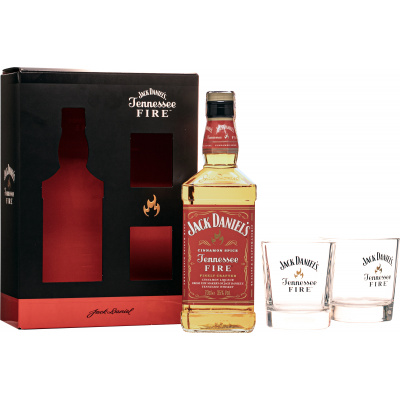 Jack Daniels Fire + 2 sklenice 35% 0,7l (darčekové balenie 2 poháre)