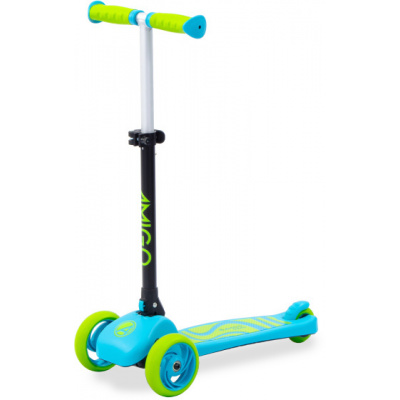 AMIGO Spiel + Freizeit GmbH Skládací dětská koloběžka Twister se 3 koly a nášlapnou brzdou modrá/limetková