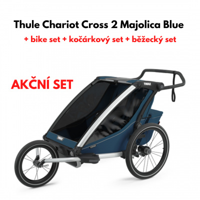 Thule Chariot Cross 2 Majolica Blue + bike set + kočárkový set + běžecký set